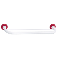 Double towel rail, 590 mm, White & Red Epoxy-coated Steel, tube Ø 25 mm
