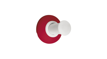 Single robe hook, 74 x 66 mm, White & Red Epoxy-coated Steel, tube Ø 25 mm