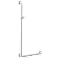 L-shaped shower bar, 664.5 x 1264.5 mm, White Polyalu, tube Ø 33 mm