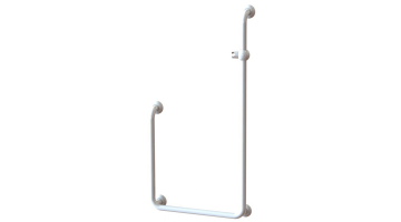U-shaped shower bar, 648 x 617 x 1248 mm, White Polyalu, tube Ø 33 mm