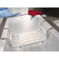 Bath seat, 335 x 705 x 110 mm, White Epoxy-coated Aluminium, tube Ø 30 mm