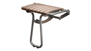 Taupe and chrome grey foldaway shower seat - Large size, height: 450 mm