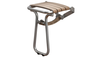 Taupe and chrome grey foldaway shower seat, height: 450 mm