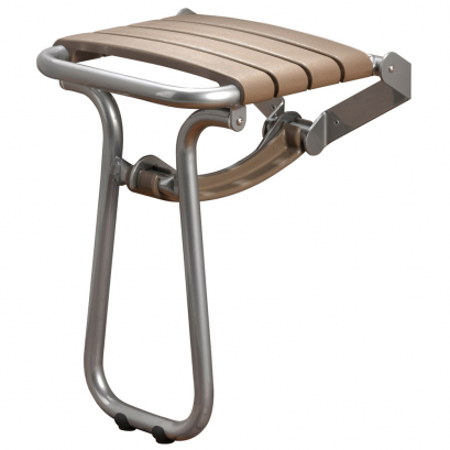 Taupe and chrome grey foldaway shower seat, height: 450 mm