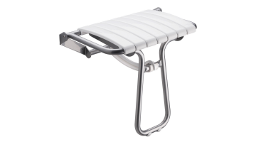 White and chrome grey foldaway shower seat - Large size.