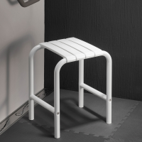 Shower stool, 335 x 385 x 485 mm, White polypropylene seat and white epoxy-coated base, tube Ø 30 mm