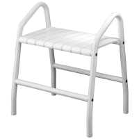 Shower stool with 2 handles, 425 x 554 x 650 mm, White epoxy-coated seat and white epoxy-coated base, tube Ø 30 mm