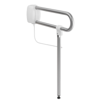 Adjustable support prop for hinged bar, 50 x 655 mm, Brushed Stainless steel, tube Ø 30 mm