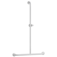 T-shaped shower bar, 600 x 1000 mm, White Epoxy-coated Aluminium , tube Ø 30 mm