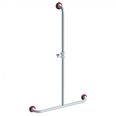 T-shaped shower bar, 600 x 1000 mm, White & Red Epoxy-coated Aluminium , tube Ø 30 mm