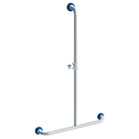 T-shaped shower bar, 600 x 1000 mm, White & Blue Epoxy-coated Aluminium , tube Ø 30 mm