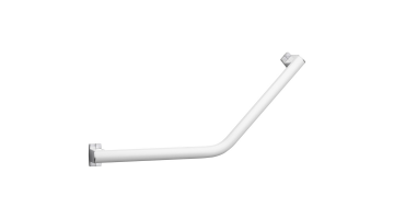 ARSIS 135° angled grab bar, 400 x 400 mm, White Epoxy-coated Aluminium, mat chrome-plated flanges