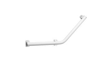 ARSIS 135° angled grab bar, 400 x 400 mm, White Epoxy-coated Aluminium, mat chrome-plated flanges, 3 fixing points