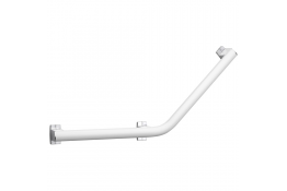ARSIS 135° angled grab bar, 400 x 400 mm, White Epoxy-coated Aluminium, mat chrome-plated flanges, 3 fixing points