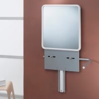 Adjustable washbasin support with mirror, 980 x 500 mm, Grey epoxy-coated aluminium and white thermoformed ABS mirror for washba