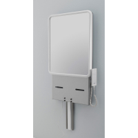 Electric adjustable washbasin support with mirror