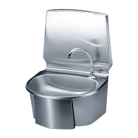 Wash-hand basin with oval sink, 580 x 430 x 370 mm, Bright polished Stainless steel, tube Ø 275 mm