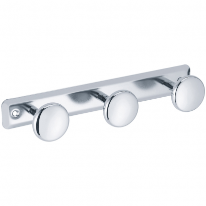 Triple robe hook, 280 x 68 mm, Bright polished Stainless steel, Ø 50 mm