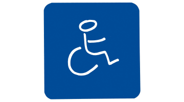 "Disabled" WC sign, 90 x 90 mm, White & Blue PVC