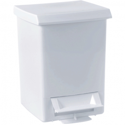 6-Litre Pedal bin, 280 x 210 x 210 mm, White Plastic