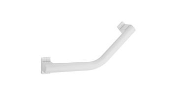 ARSIS® 135° angled grab bar, 424 x 224 mm, White Epoxy-coated Aluminium, tube 38 x 25 mm