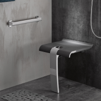 ARSIS® shower seat, Anthracite grey ABS seat, Grey epoxy-coated base