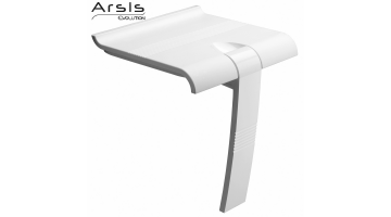 ARSIS® shower seat, 442 x 450 x 500 mm, White ABS seat and white epoxy-coated base, Ø 25 mm