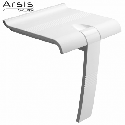 Inklapbare douchestoel Arsis, 442 x 450 x 500 mm, Wit ABS zetel en Wit Epoxy Aluminium onderstel, Ø 25 mm