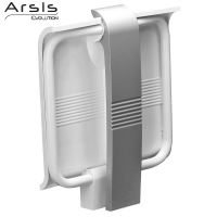 ARSIS shower seat, 442 x 450 x 500 mm, White ABS seat, Grey epoxy-coated base, Ø 25 mm