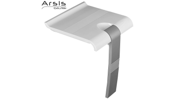 Arsis® douchezitje, 442 x 450 x 500 mm, Wit ABS zitvlak & Grijze epoxy Aluminium poten, Ø 25 mm