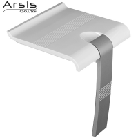 ARSIS shower seat, 442 x 450 x 500 mm, White ABS seat, Grey epoxy-coated base, Ø 25 mm