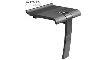 ARSIS shower seat, 442 x 450 x 500 mm, Anthracite grey ABS seat, Grey epoxy-coated base, Ø 25 mm