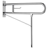 Hinged bar with support prop, 800 mm, Bright polished Stainless steel, tube Ø 32 mm