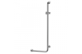 T-shaped shower bar with slider bracket, Bright polished Stainless steel, tube Ø 32 mm