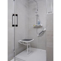 White foldaway shower seat