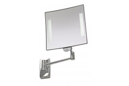 LED illuminated enlarging mirror, 240 x 340 mm, Chrome and nickel-plated Brass