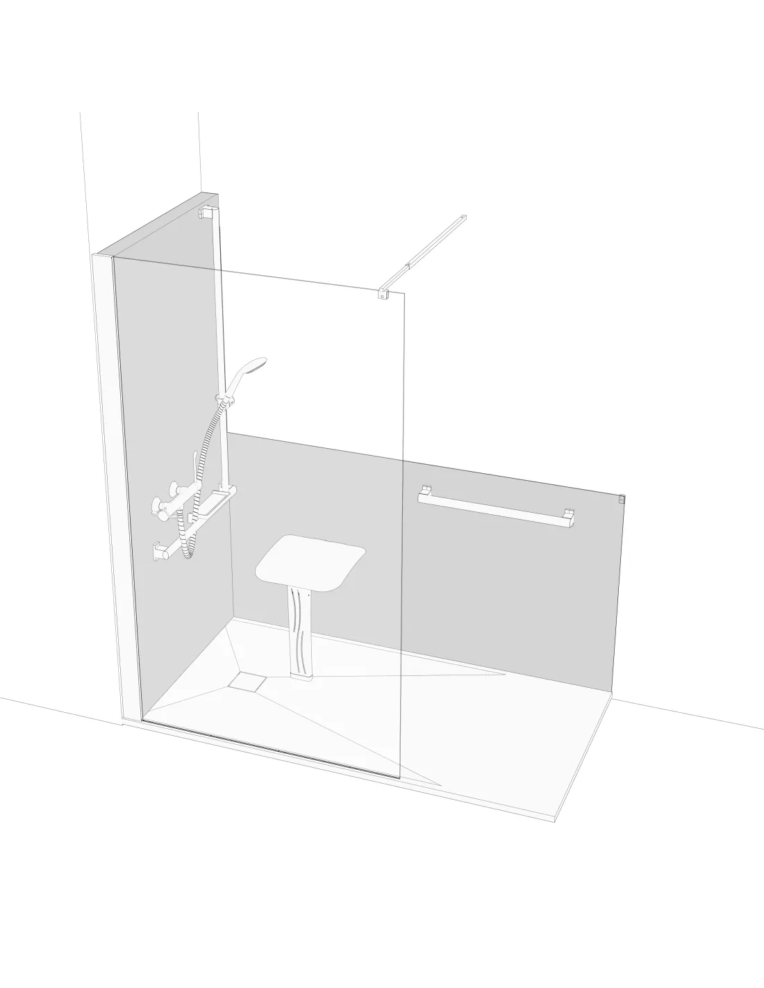 Fixed Wall Angle Configuration 1200 x 800 mm L1200 mm