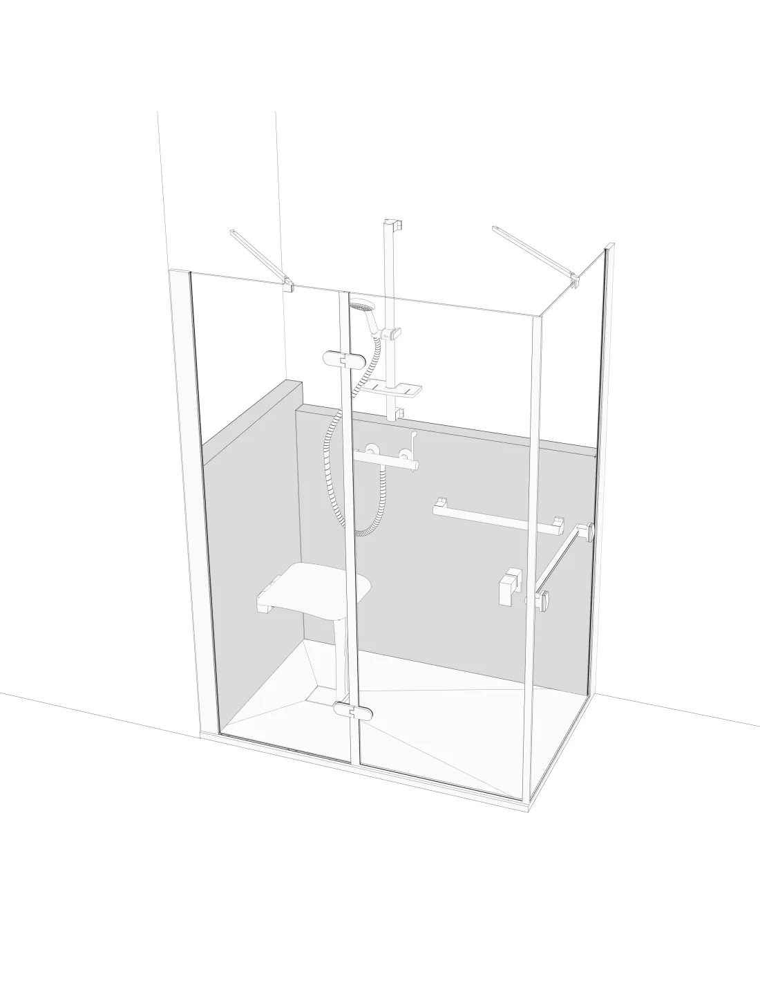 Cabine Configuratie Draaideur 1200 x 800 mm L1200 mm Linkse uitvoering
