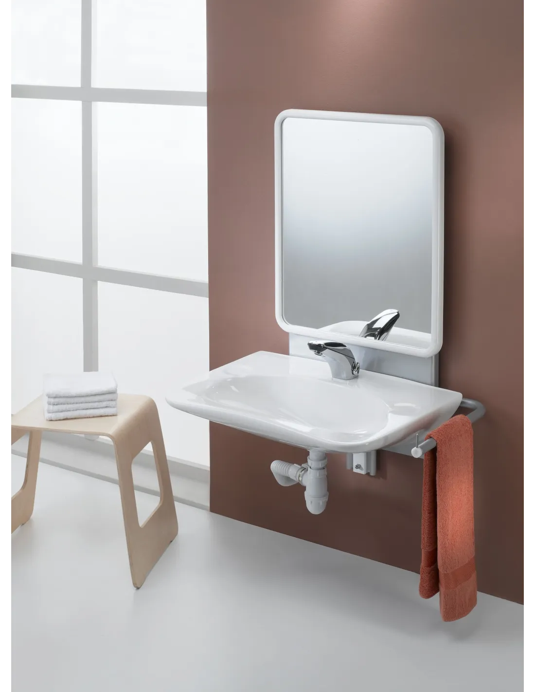 Support lavabo réglable à vérin