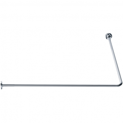 90° angled curtain rail, 800 x 800 mm, Chrome and nickel-plated Brass, tube Ø 16 mm