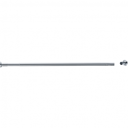 Extending straight curtain rail, 1180 x 2100 mm, Chrome and nickel-plated Brass, tube Ø 20 mm