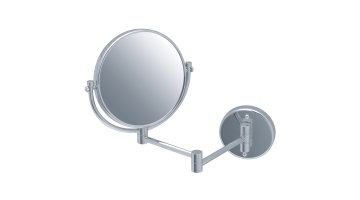 Enlarging mirror, 310 x 370 mm, Chrome and nickel-plated Brass, Ø 200 mm