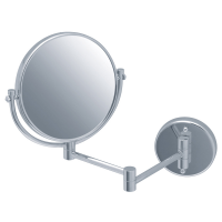 Enlarging mirror, 310 x 370 mm, Chrome and nickel-plated Brass, Ø 200 mm